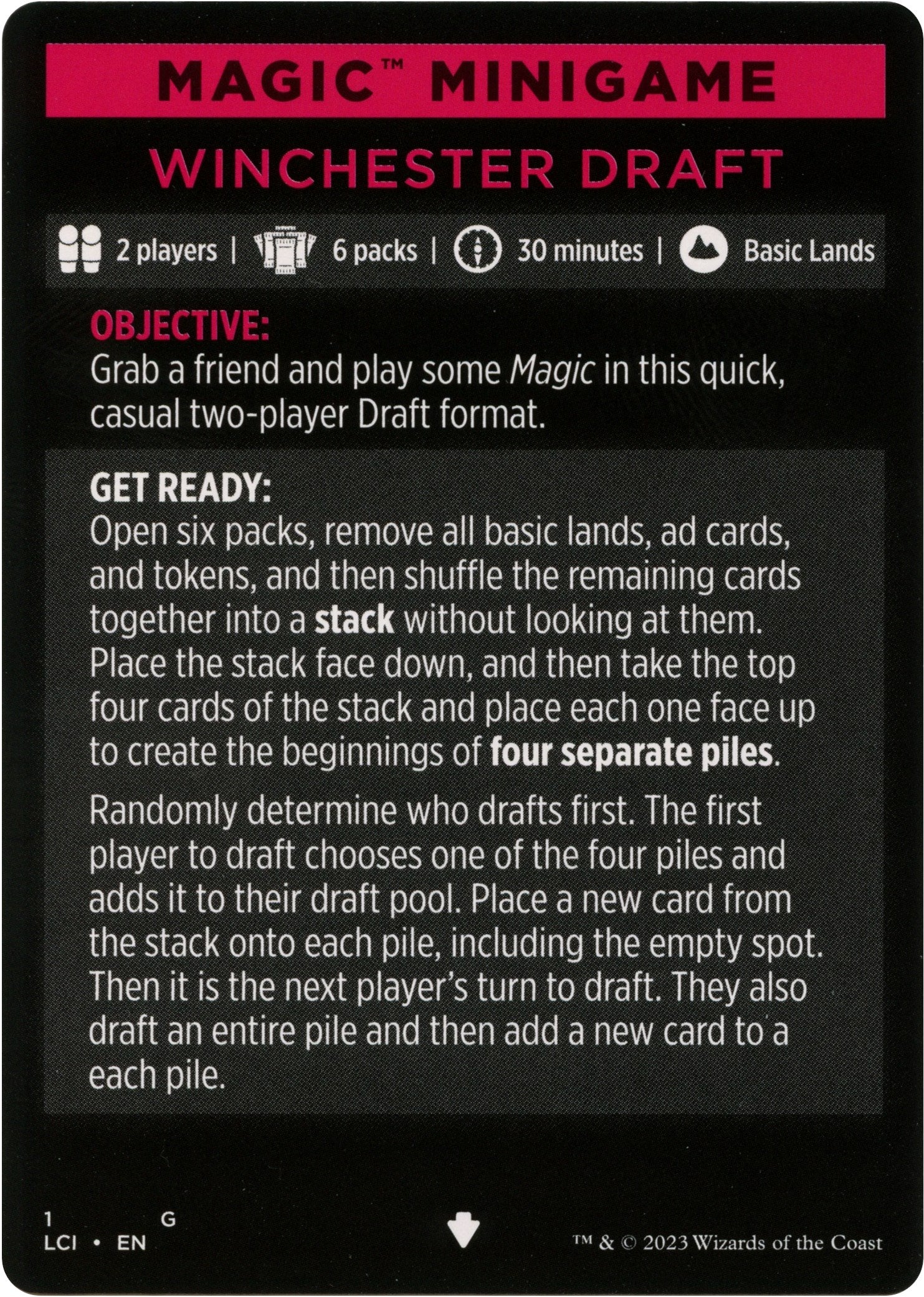 Winchester Draft (Magic Minigame) [The Lost Caverns of Ixalan Minigame] | Shuffle n Cut Hobbies & Games