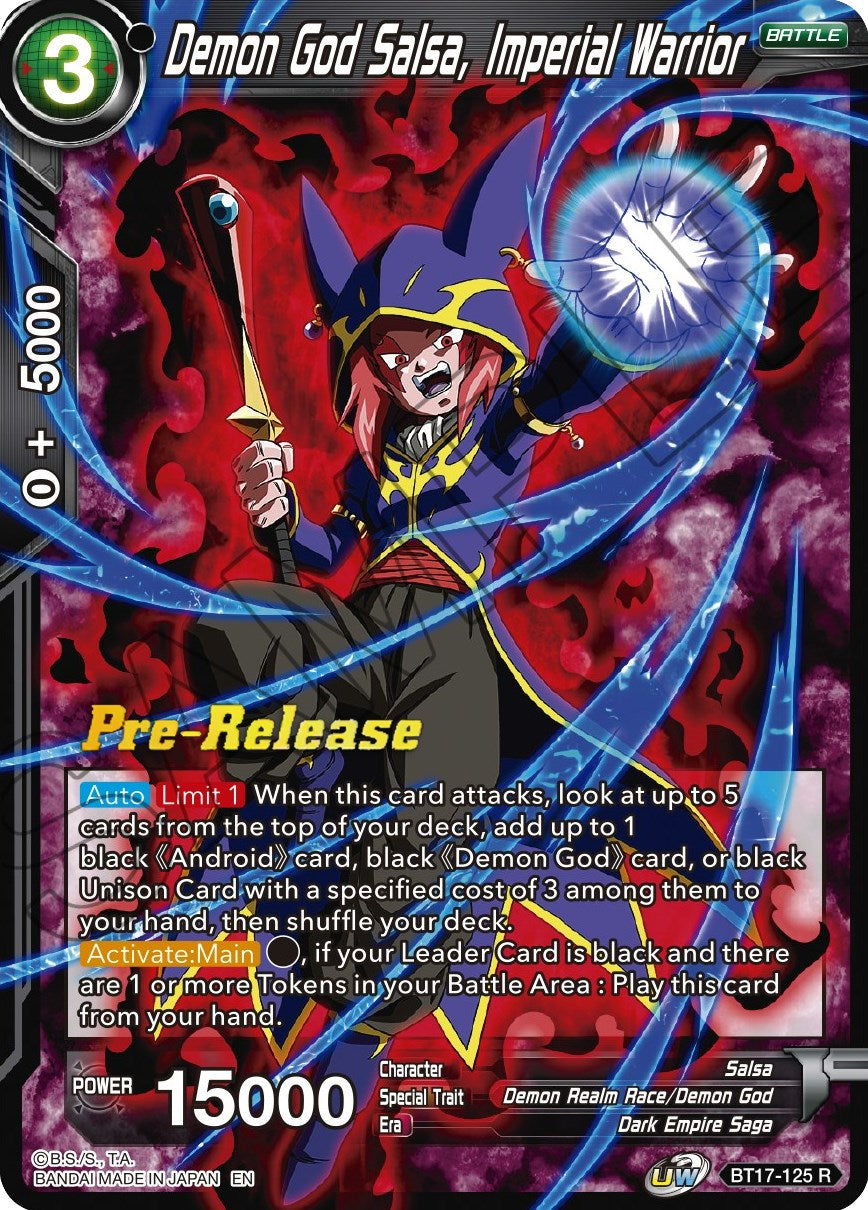 Demon God Salsa, Imperial Warrior (BT17-125) [Ultimate Squad Prerelease Promos] | Shuffle n Cut Hobbies & Games