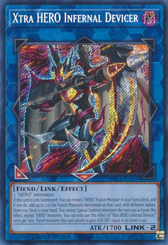 Xtra HERO Infernal Devicer [BLC1-EN009] Secret Rare | Shuffle n Cut Hobbies & Games