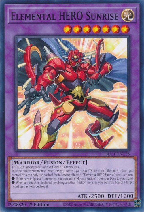 Elemental HERO Sunrise [BLC1-EN155] Common | Shuffle n Cut Hobbies & Games