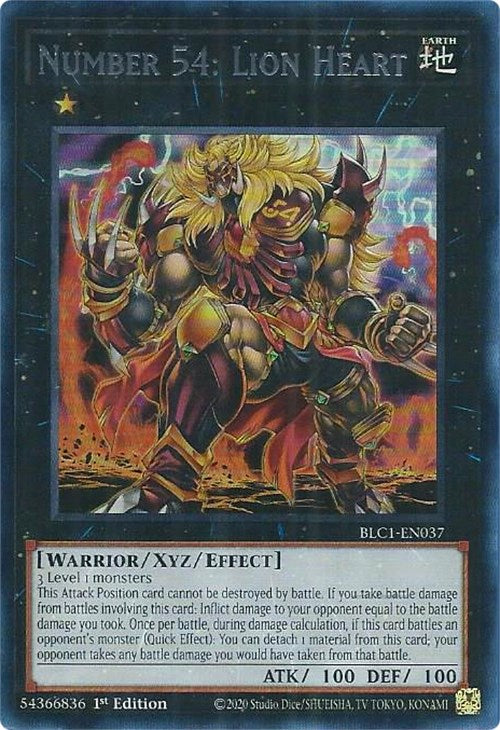 Number 54: Lion Heart (Silver) [BLC1-EN037] Ultra Rare | Shuffle n Cut Hobbies & Games