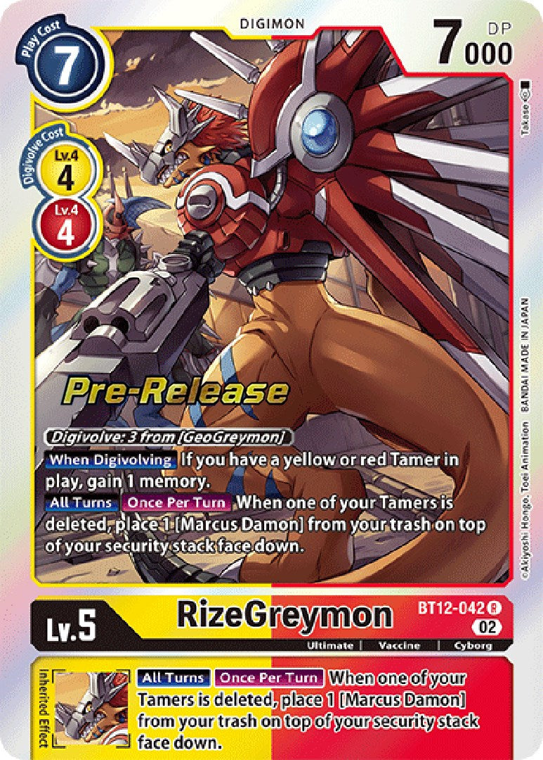 RizeGreymon [BT12-042] [Across Time Pre-Release Cards] | Shuffle n Cut Hobbies & Games