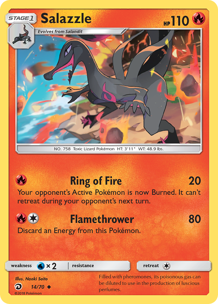 Salazzle (14/70) [Sun & Moon: Dragon Majesty] | Shuffle n Cut Hobbies & Games