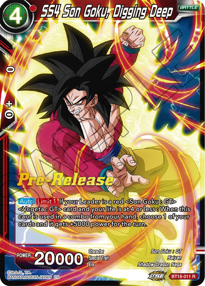 SS4 Son Goku, Digging Deep (BT18-011) [Dawn of the Z-Legends Prerelease Promos] | Shuffle n Cut Hobbies & Games
