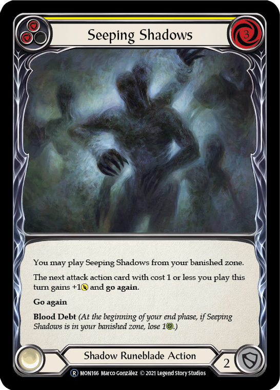 Seeping Shadows (Yellow) (Rainbow Foil) [U-MON166-RF] Unlimited Edition Rainbow Foil | Shuffle n Cut Hobbies & Games