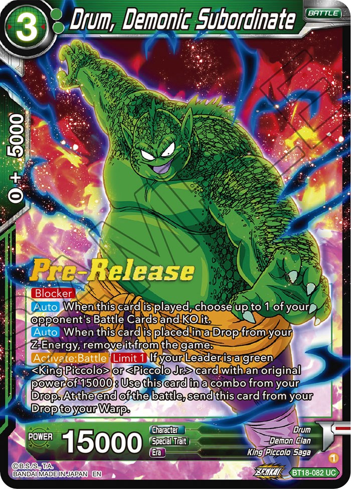 Drum, Demonic Subordinate (BT18-082) [Dawn of the Z-Legends Prerelease Promos] | Shuffle n Cut Hobbies & Games