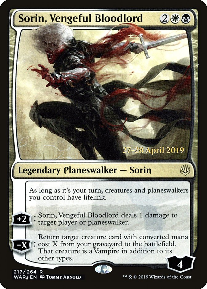 Sorin, Vengeful Bloodlord [War of the Spark Prerelease Promos] | Shuffle n Cut Hobbies & Games