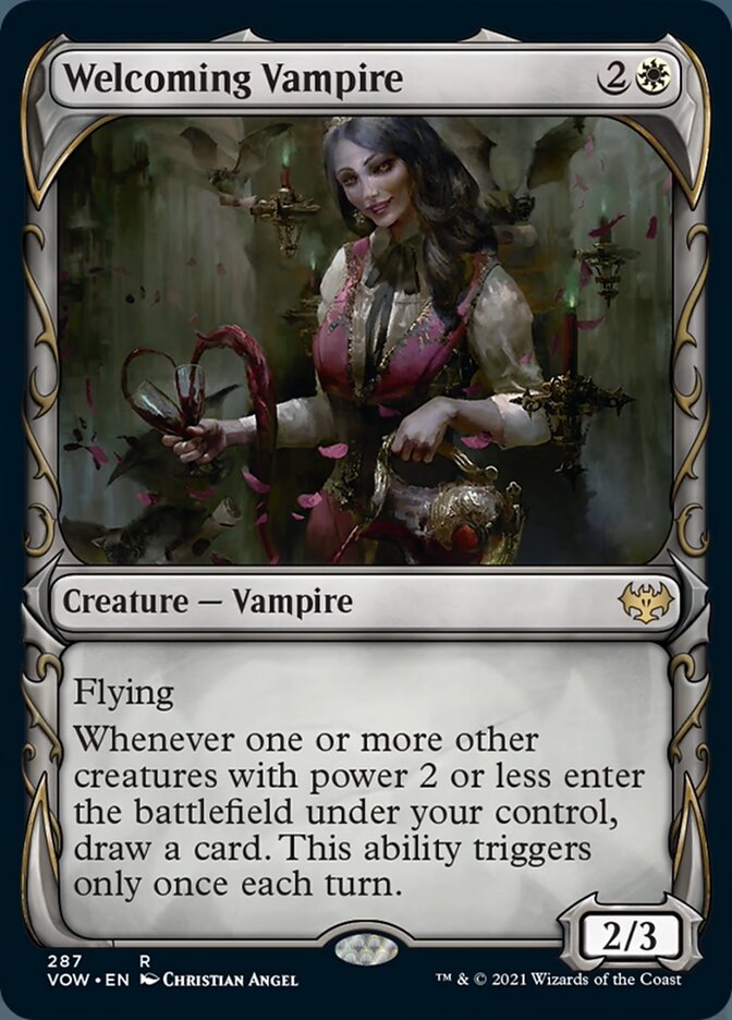 Welcoming Vampire (Showcase Fang Frame) [Innistrad: Crimson Vow] | Shuffle n Cut Hobbies & Games