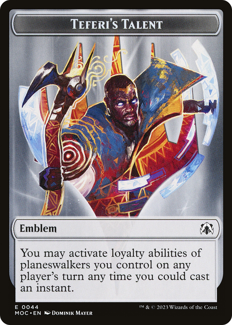 First Mate Ragavan // Teferi's Talent Emblem Double-Sided Token [March of the Machine Commander Tokens] | Shuffle n Cut Hobbies & Games
