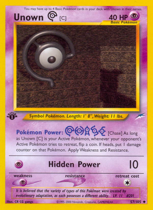 Unown [C] (57/105) [Neo Destiny 1st Edition] | Shuffle n Cut Hobbies & Games