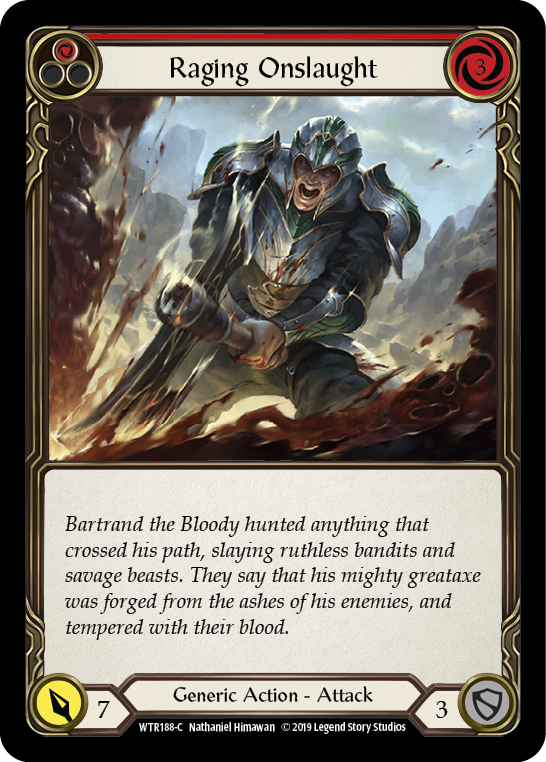 Raging Onslaught (Red) [WTR188-C] Alpha Print Rainbow Foil | Shuffle n Cut Hobbies & Games