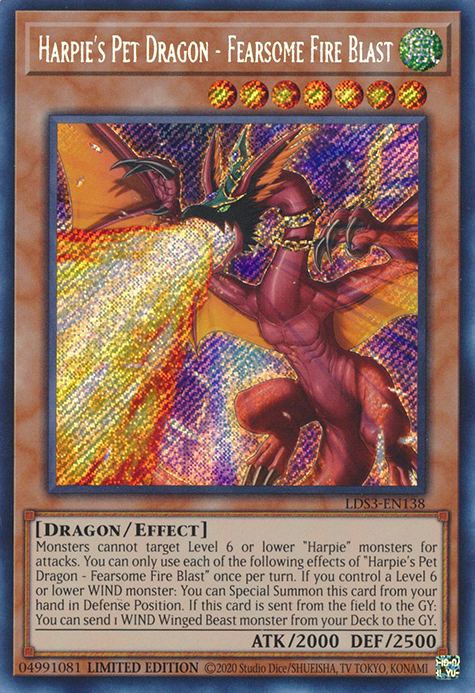 Harpie's Pet Dragon - Fearsome Fire Blast [LDS3-EN138] Secret Rare | Shuffle n Cut Hobbies & Games