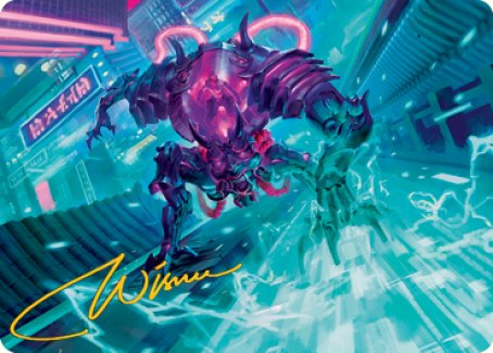 Surgehacker Mech Art Card (Gold-Stamped Signature) [Kamigawa: Neon Dynasty Art Series] | Shuffle n Cut Hobbies & Games
