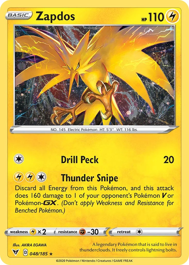 Zapdos (048/185) (Cosmos Holo) [Sword & Shield: Vivid Voltage] | Shuffle n Cut Hobbies & Games