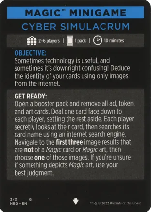 Cyber Simulacrum (Magic Minigame) [Kamigawa: Neon Dynasty Minigame] | Shuffle n Cut Hobbies & Games
