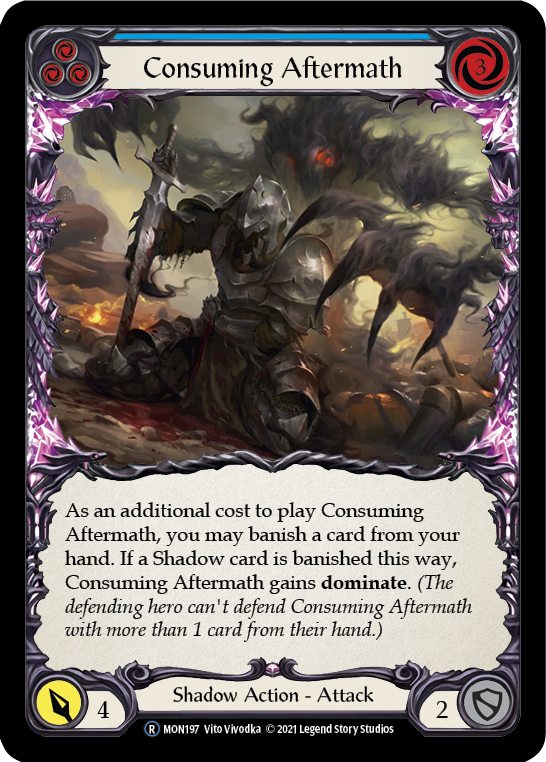 Consuming Aftermath (Blue) (Rainbow Foil) [U-MON197-RF] Unlimited Edition Rainbow Foil | Shuffle n Cut Hobbies & Games