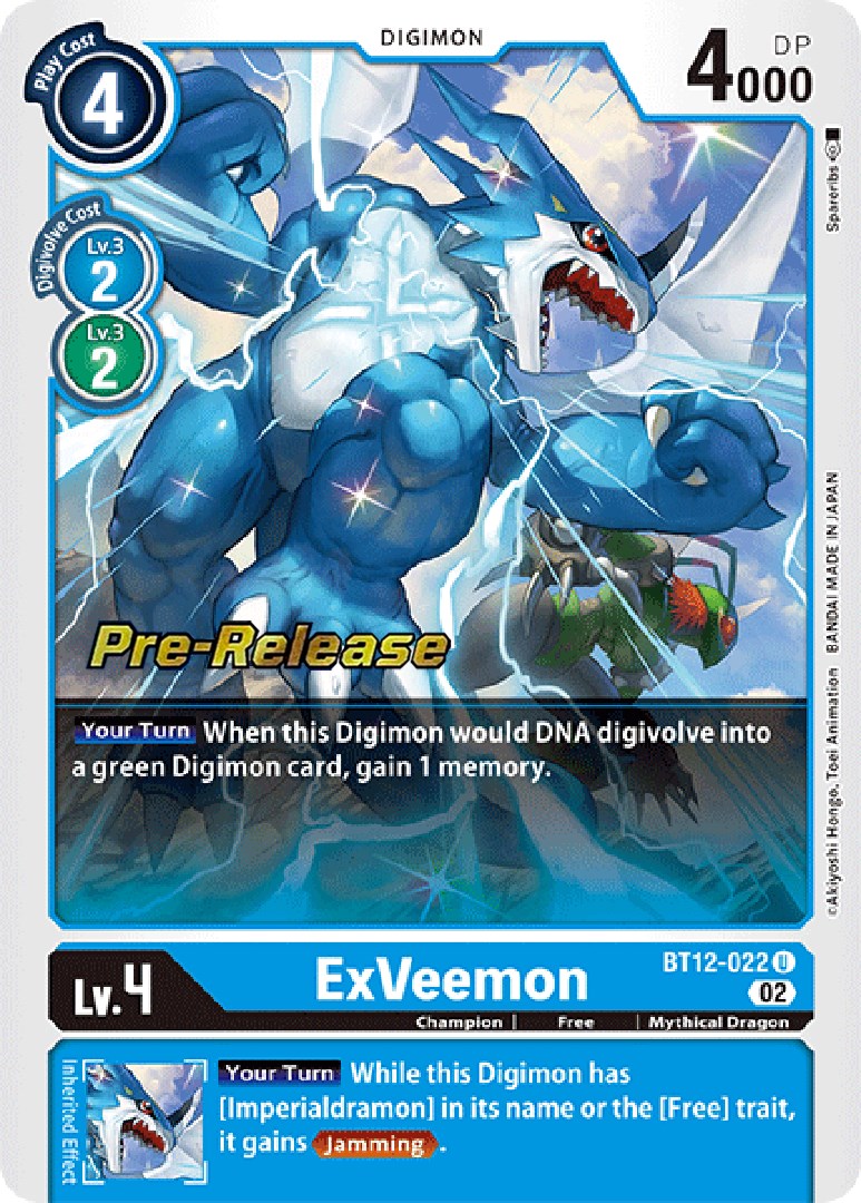 ExVeemon [BT12-022] [Across Time Pre-Release Cards] | Shuffle n Cut Hobbies & Games