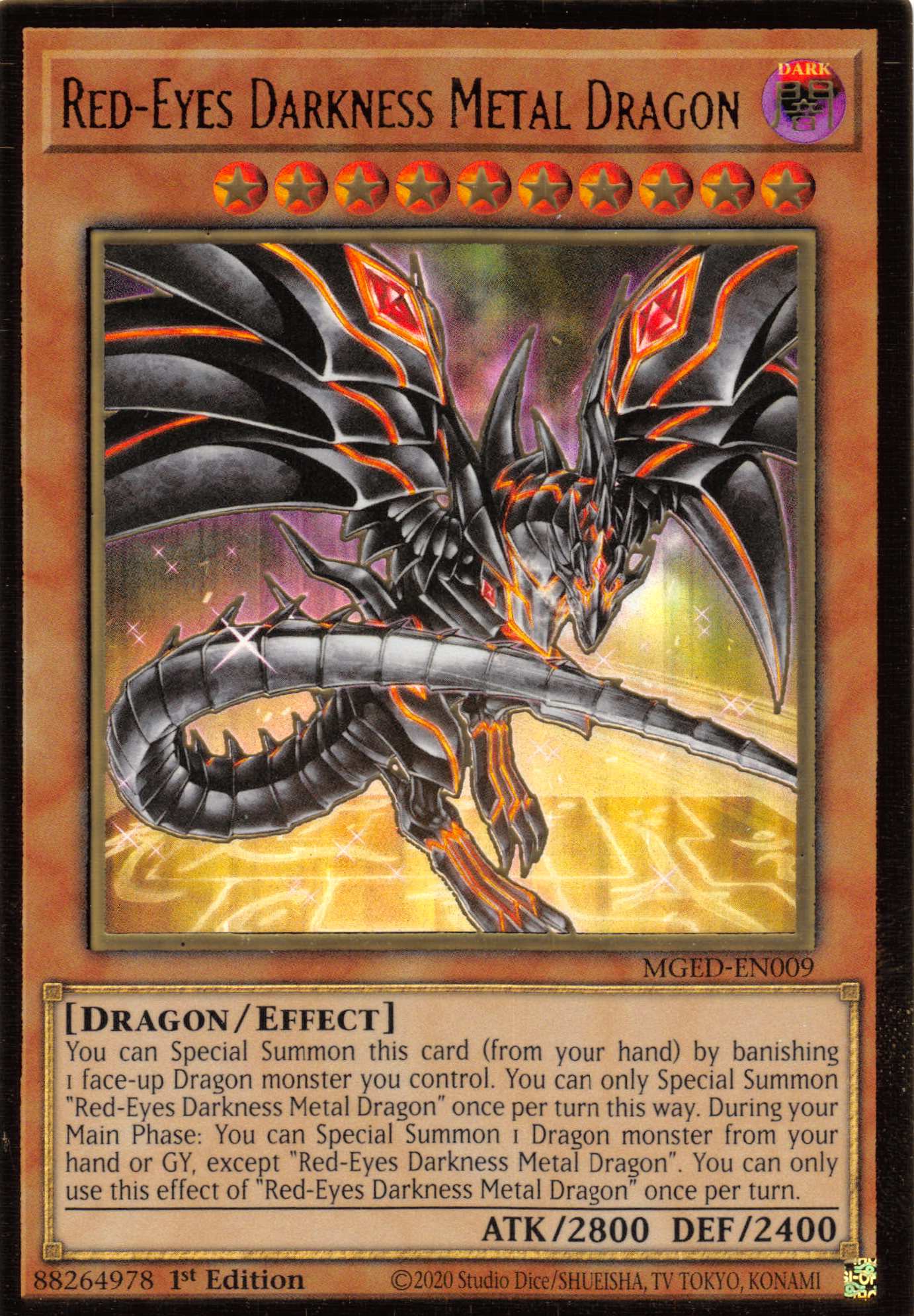 Red-Eyes Darkness Metal Dragon (Alternate Art) [MGED-EN009] Gold Rare | Shuffle n Cut Hobbies & Games