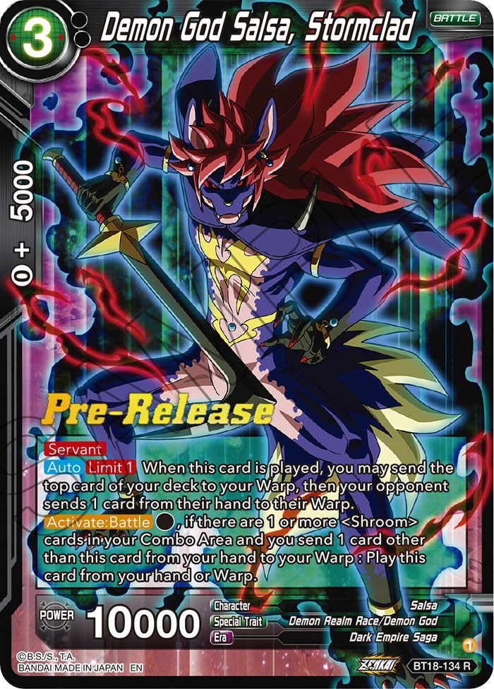 Demon God Salsa, Stormclad (BT18-134) [Dawn of the Z-Legends Prerelease Promos] | Shuffle n Cut Hobbies & Games