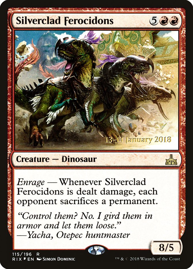 Silverclad Ferocidons [Rivals of Ixalan Prerelease Promos] | Shuffle n Cut Hobbies & Games