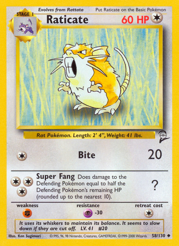 Raticate (58/130) [Base Set 2] | Shuffle n Cut Hobbies & Games