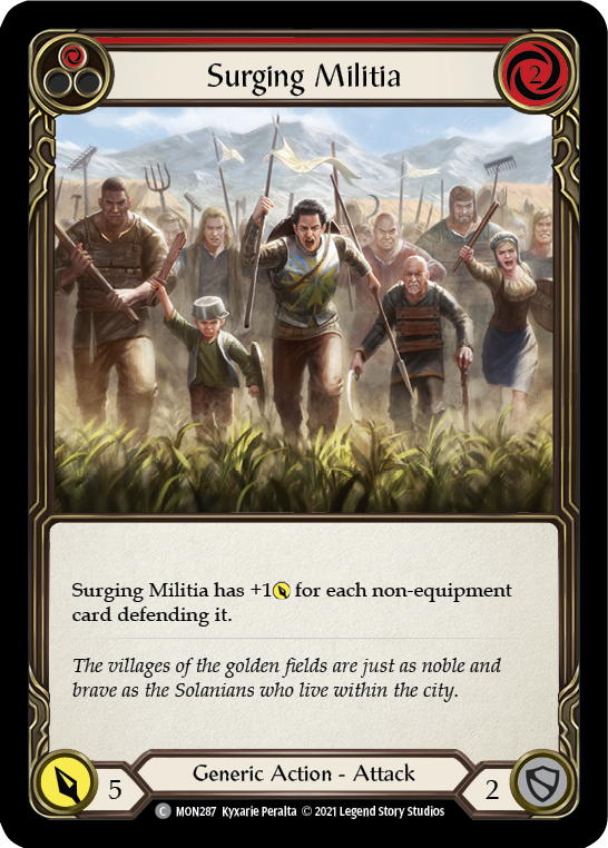 Surging Militia (Red) (Rainbow Foil) [MON287-RF] 1st Edition Rainbow Foil | Shuffle n Cut Hobbies & Games