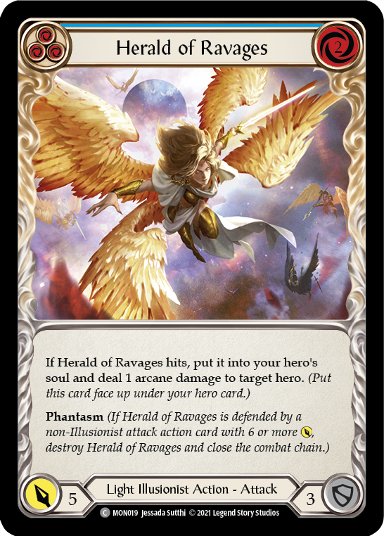 Herald of Ravages (Blue) (Rainbow Foil) [MON019-RF] 1st Edition Rainbow Foil | Shuffle n Cut Hobbies & Games