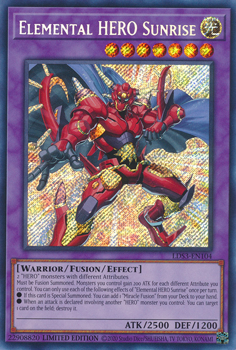 Elemental HERO Sunrise [LDS3-EN104] Secret Rare | Shuffle n Cut Hobbies & Games