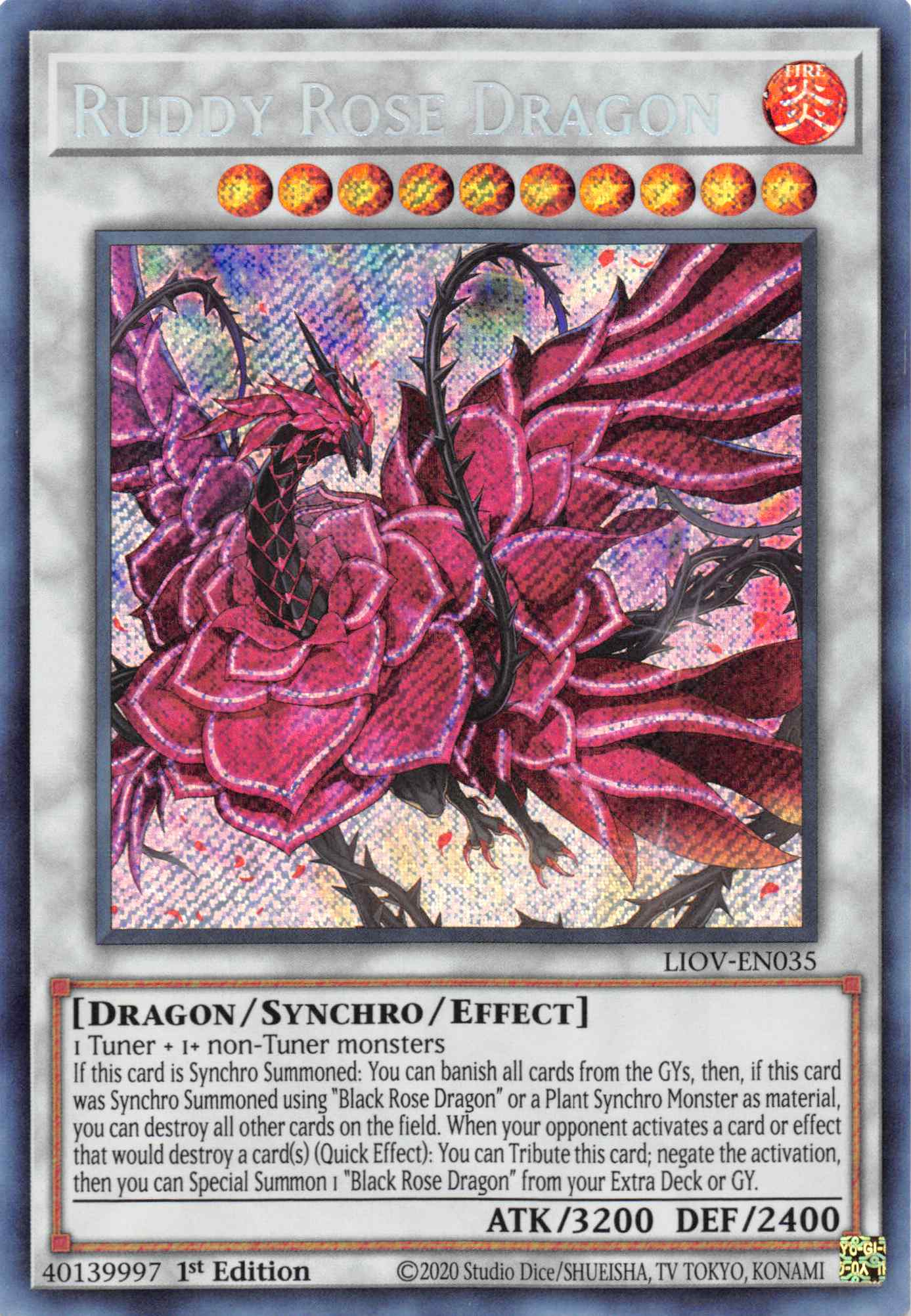 Ruddy Rose Dragon [LIOV-EN035] Secret Rare | Shuffle n Cut Hobbies & Games