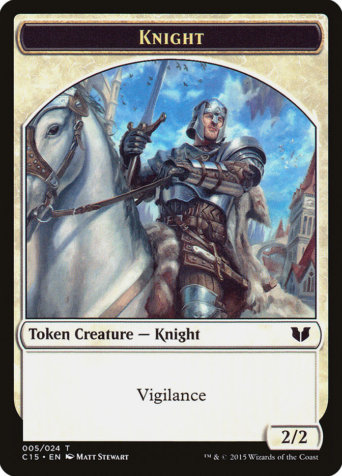 Gold // Knight (005) Double-Sided Token [Commander 2015 Tokens] | Shuffle n Cut Hobbies & Games