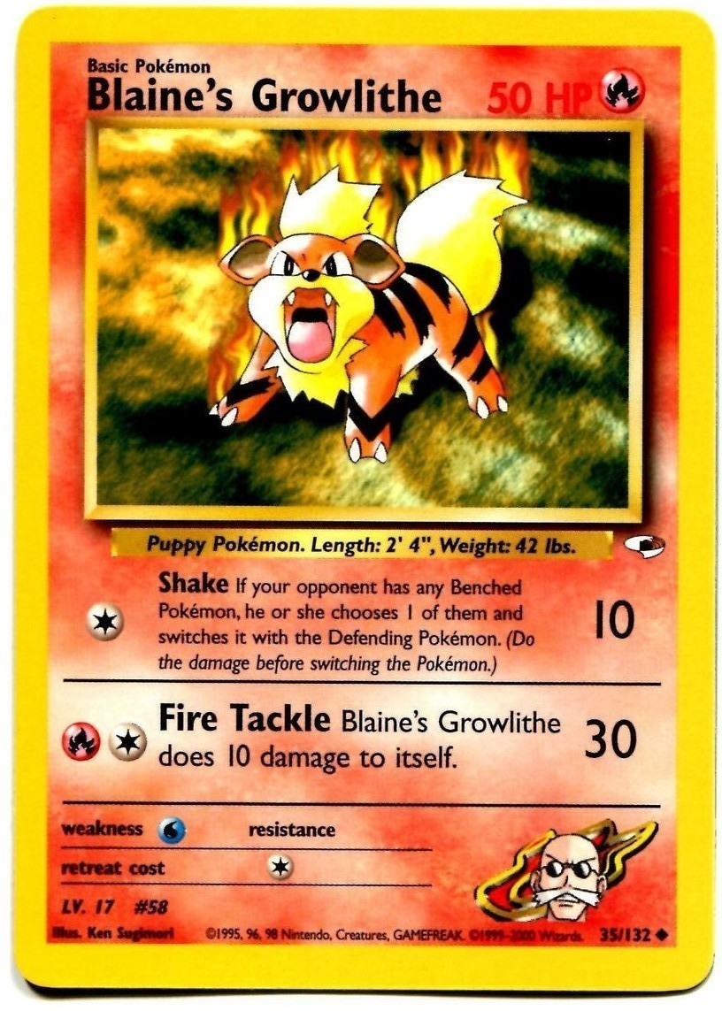 Blaine's Growlithe (35/132) [Gym Heroes Unlimited] | Shuffle n Cut Hobbies & Games