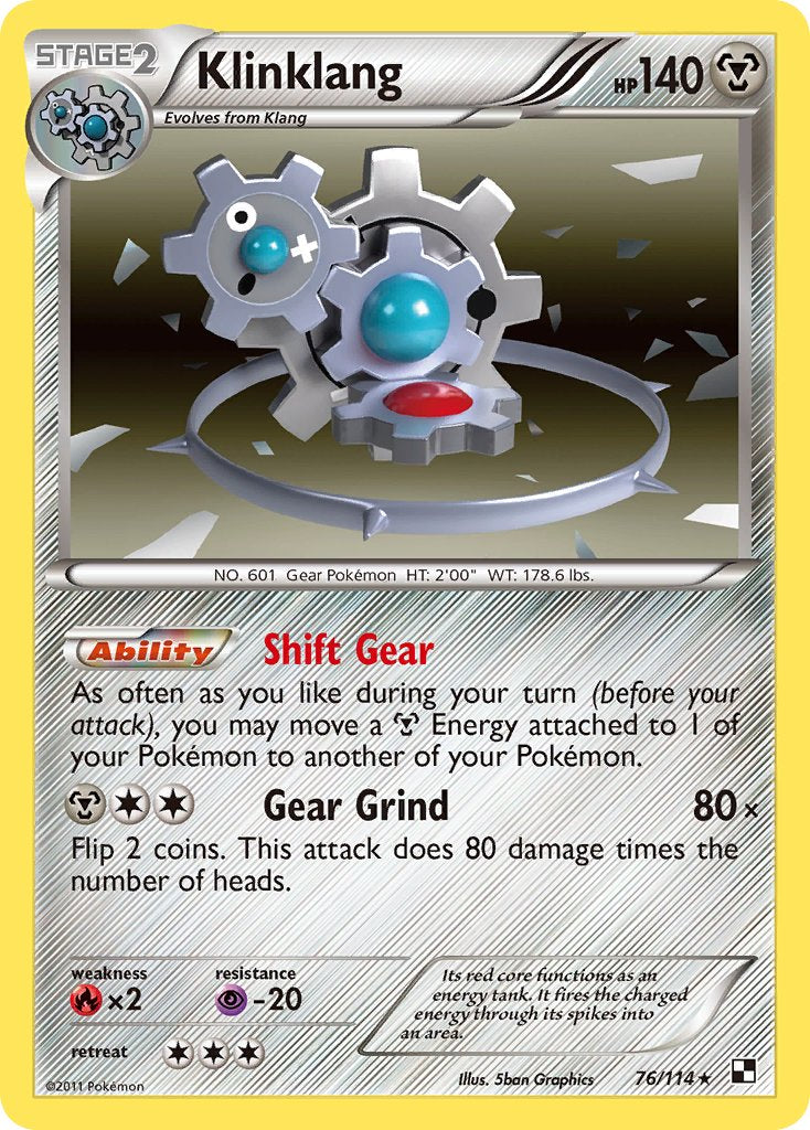 Klinklang (76/114) (Cracked Ice Holo) (Blister Exclusive) [Black & White: Base Set] | Shuffle n Cut Hobbies & Games