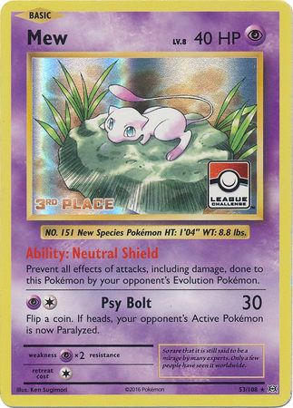 Mew (53/108) (League Promo 3rd Place) [XY: Evolutions] | Shuffle n Cut Hobbies & Games