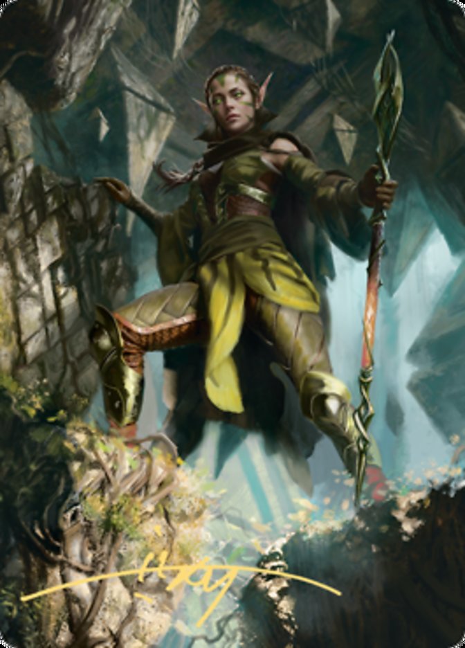 Nissa of Shadowed Boughs 1 Art Card (Gold-Stamped Signature) [Zendikar Rising Art Series] | Shuffle n Cut Hobbies & Games