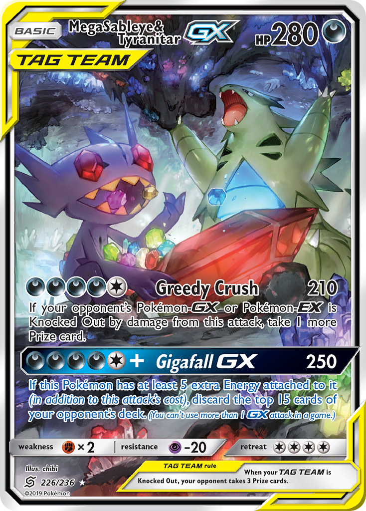 Mega Sableye & Tyranitar GX (226/236) [Sun & Moon: Unified Minds] | Shuffle n Cut Hobbies & Games