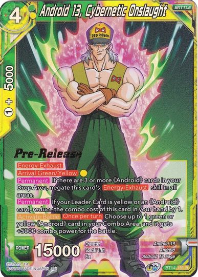 Android 13, Cybernetic Onslaught (BT14-151) [Cross Spirits Prerelease Promos] | Shuffle n Cut Hobbies & Games