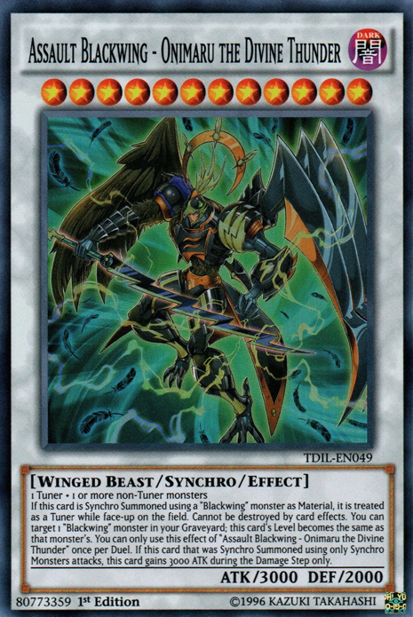 Assault Blackwing - Onimaru the Divine Thunder [TDIL-EN049] Super Rare | Shuffle n Cut Hobbies & Games