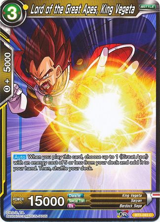 Lord of the Great Apes, King Vegeta [BT3-093] | Shuffle n Cut Hobbies & Games