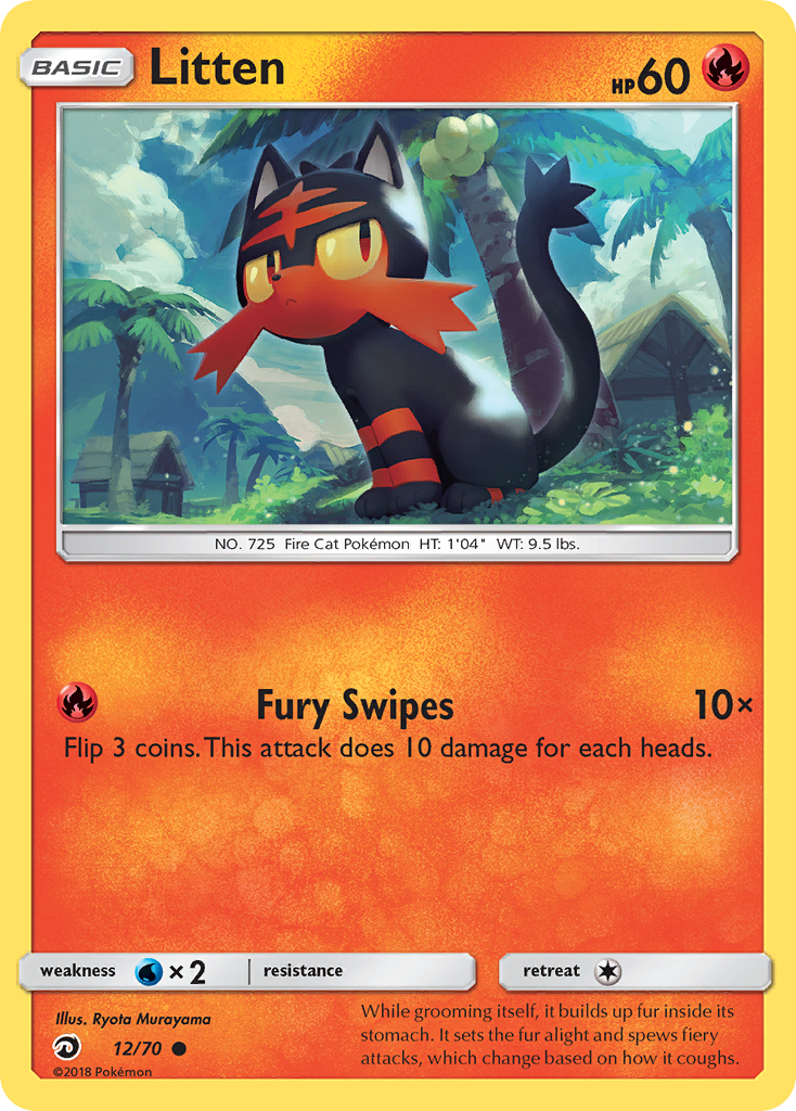 Litten (12/70) [Sun & Moon: Dragon Majesty] | Shuffle n Cut Hobbies & Games