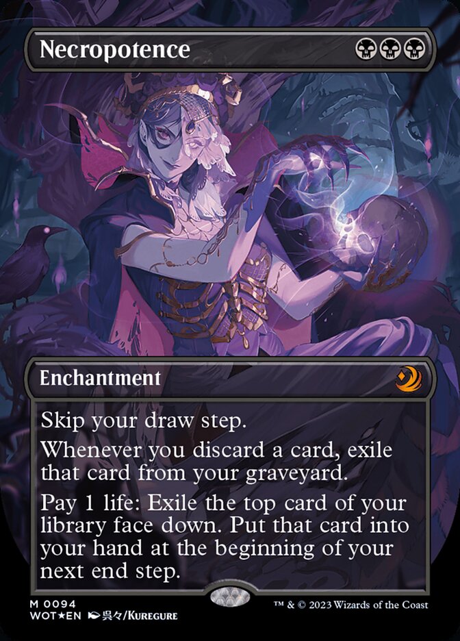 Necropotence (Anime Borderless) (Confetti Foil) [Wilds of Eldraine: Enchanting Tales] | Shuffle n Cut Hobbies & Games