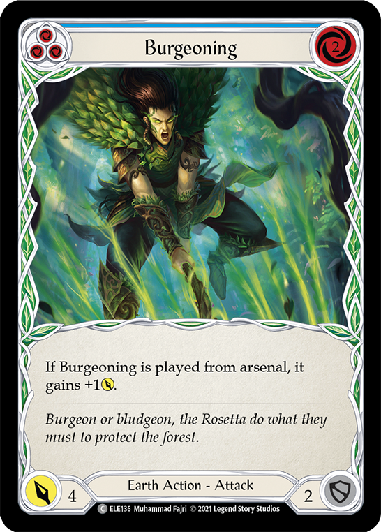 Burgeoning (Blue) [ELE136] (Tales of Aria)  1st Edition Rainbow Foil | Shuffle n Cut Hobbies & Games