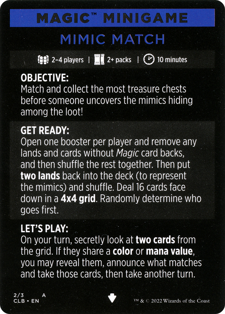 Mimic Match (Magic Minigame) [Commander Legends: Battle for Baldur's Gate Minigame] | Shuffle n Cut Hobbies & Games
