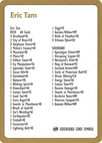 1996 Eric Tam Decklist Card [World Championship Decks] | Shuffle n Cut Hobbies & Games