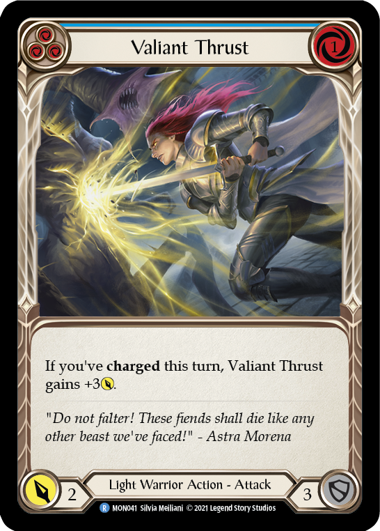 Valiant Thrust (Blue) (Rainbow Foil) [MON041-RF] 1st Edition Rainbow Foil | Shuffle n Cut Hobbies & Games