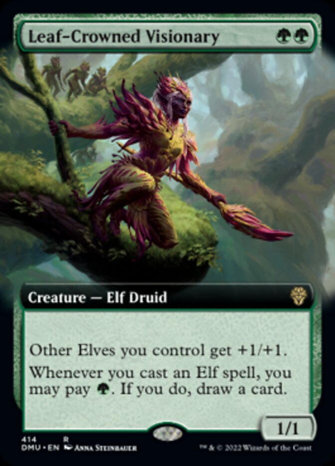 Leaf-Crowned Visionary (Extended Art) [Dominaria United] | Shuffle n Cut Hobbies & Games