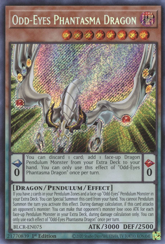 Odd-Eyes Phantasma Dragon [BLCR-EN075] Secret Rare | Shuffle n Cut Hobbies & Games