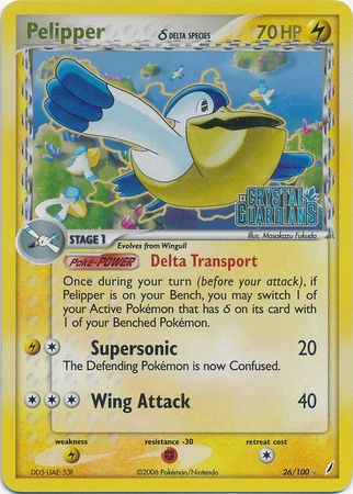 Pelipper (26/100) (Delta Species) (Stamped) [EX: Crystal Guardians] | Shuffle n Cut Hobbies & Games
