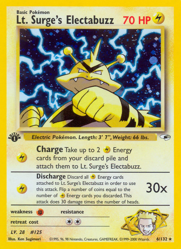 Lt. Surge's Electabuzz (6/132) [Gym Heroes 1st Edition] | Shuffle n Cut Hobbies & Games