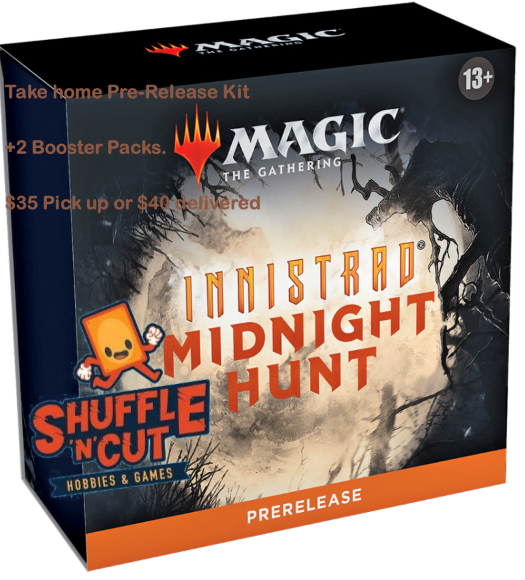 Magic Innistrad Midnight Hunt Pre Release Kit + 2 Draft Booster packs | Shuffle n Cut Hobbies & Games