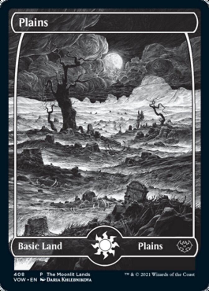 Plains (The Moonlit Lands) (Foil Etched) [Innistrad: Crimson Vow Promos] | Shuffle n Cut Hobbies & Games